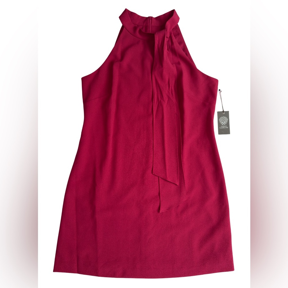 Vince Camuto Raspberry Pink Bow Crepe Shift Dress Womens Size 16 Sleeveless NWT